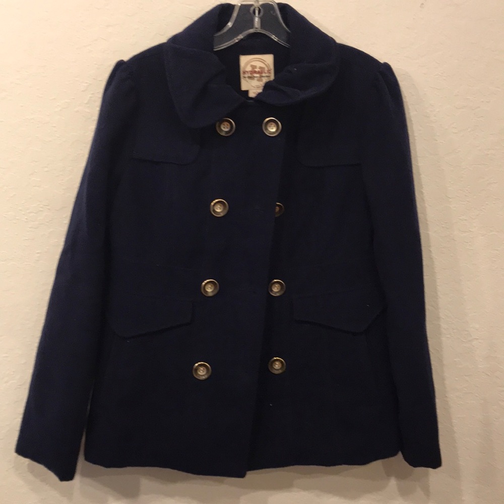 HYDRAULIC pea coat double breasted Large Blue Lg
